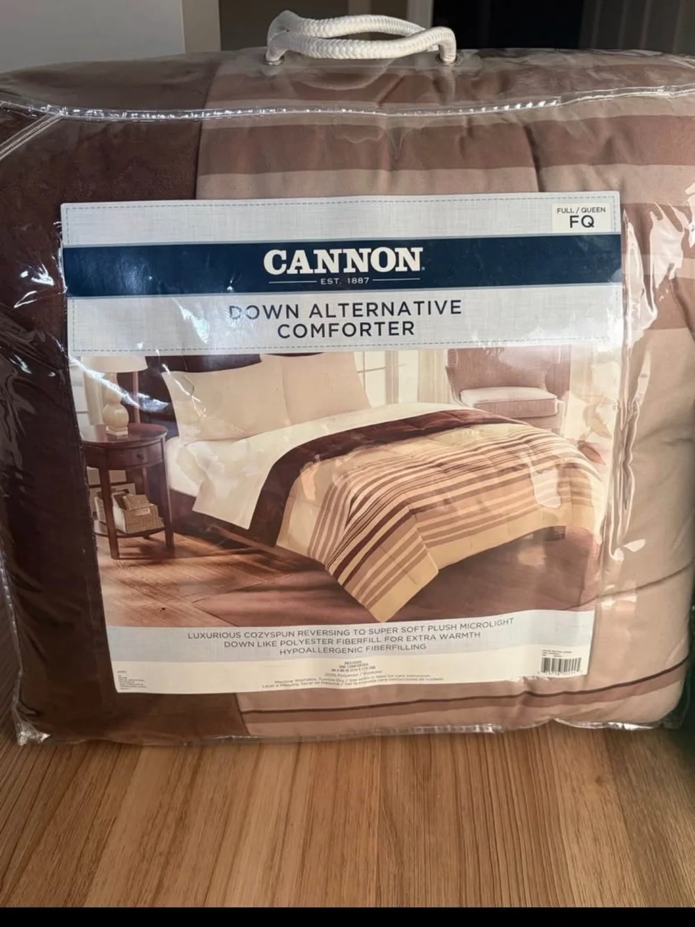 Cannon Down Alternative Comforter - Brown/Tan Stripe (Full/Queen)